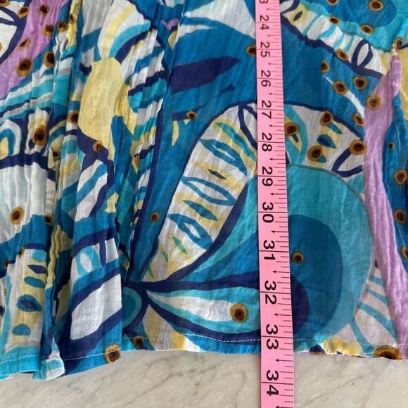 COLORI DI MARE 100% cotton Shirt Beaded Kaftan beach cover up L/XL - Picture 7 of 9